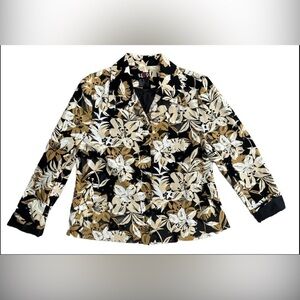 REDD Jeans Blazer Career Fun Jacket Size 12 Floral Sequin Button Up Stretch Fall